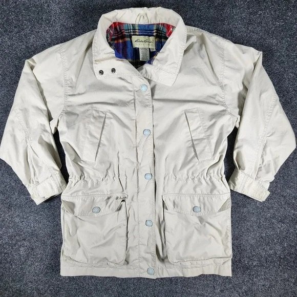 Eddie Bauer Wool Lined Mountain Parka Beige Utility‎ Chore Coat Women's Medium - Picture 3 of 9